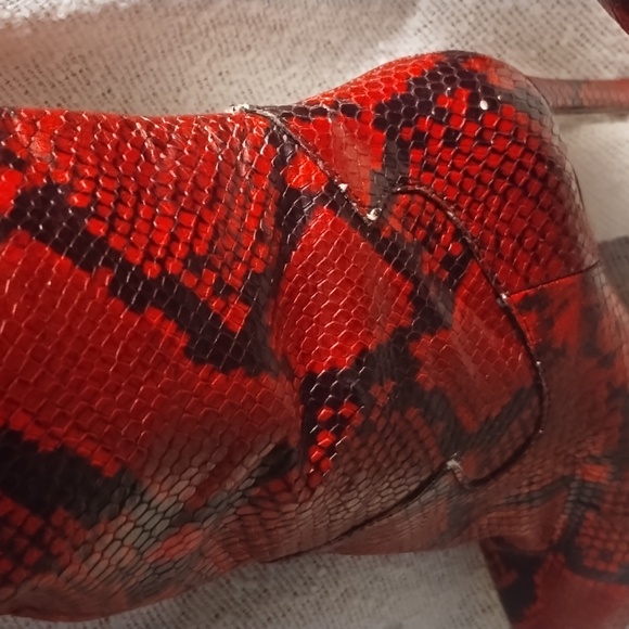 Vince Camuto Red Snakeskin Knee High Pointed Toe Boots - Picture 3 of 9